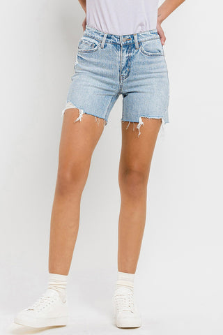 Shop Light Vervet by Flying Monkey High Rise Denim Shorts - High-Quality U.S. Made Women’s Fashion with Free & Fast Shipping