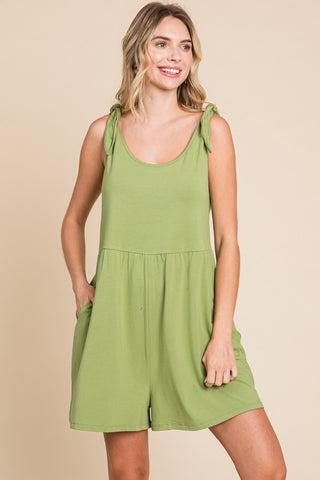 Shop Happy Olive Culture Code Full Size Shoulder Knot Baggy Romper - High-Quality U.S. Made Women’s Fashion with Free & Fast Shipping