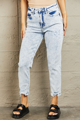 Shop Light BAYEAS High Waisted Acid Wash Skinny Jeans - High-Quality U.S. Made Women’s Fashion with Free & Fast Shipping