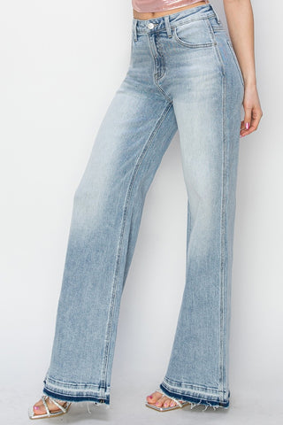 Shop Risen Full Size High Rise Wide Leg Jeans - High-Quality U.S. Made Women’s Fashion with Free & Fast Shipping