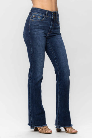 Shop Judy Blue Full Size Frayed Hem Bootcut Jeans - High-Quality U.S. Made Women’s Fashion with Free & Fast Shipping