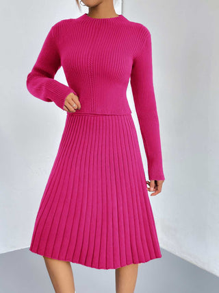 Shop Hot Pink Rib-Knit Sweater and Skirt Set - High-Quality U.S. Made Women’s Fashion with Free & Fast Shipping