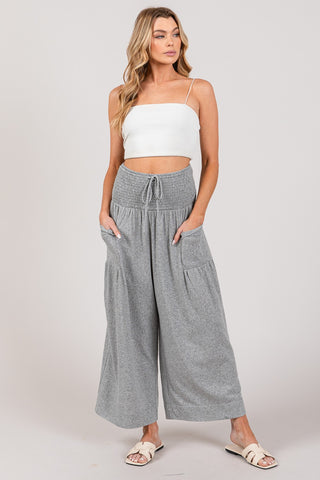 Shop SAGE + FIG Drawstring Smocked High Waist Pants - High-Quality U.S. Made Women’s Fashion with Free & Fast Shipping