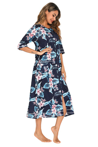 Shop Printed Slit Night Dress with Pockets - High-Quality U.S. Made Women’s Fashion with Free & Fast Shipping