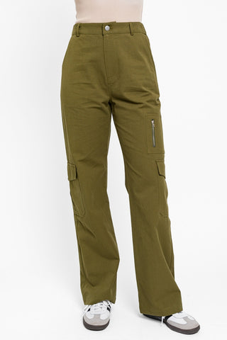 Shop Olive Le Lis High Waisted Wide Leg Cargo Pants with Pockets - High-Quality U.S. Made Women’s Fashion with Free & Fast Shipping