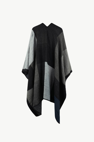 Shop Color Block Open Front Poncho - High-Quality U.S. Made Women’s Fashion with Free & Fast Shipping