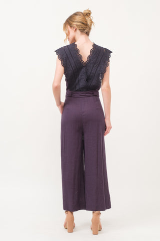 Shop And The Why Laced Surplice Tie Waist Jumpsuit - High-Quality U.S. Made Women’s Fashion with Free & Fast Shipping