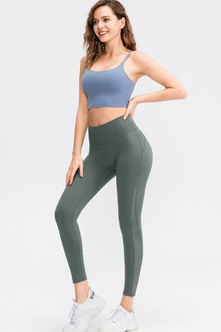 Shop Wide Waistband Slim Fit Long Sports Pants - High-Quality U.S. Made Women’s Fashion with Free & Fast Shipping