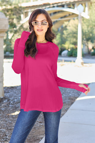 Shop Basic Bae Full Size Round Neck Long Sleeve T-Shirt - High-Quality U.S. Made Women’s Fashion with Free & Fast Shipping