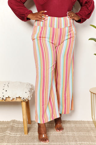 Shop Double Take Striped Smocked Waist Pants with Pockets - High-Quality U.S. Made Women’s Fashion with Free & Fast Shipping