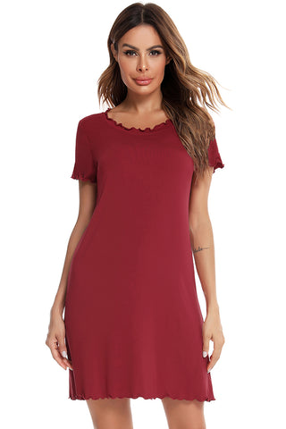 Shop Round Neck Short Sleeve Lounge Dress - High-Quality U.S. Made Women’s Fashion with Free Fast Shipping