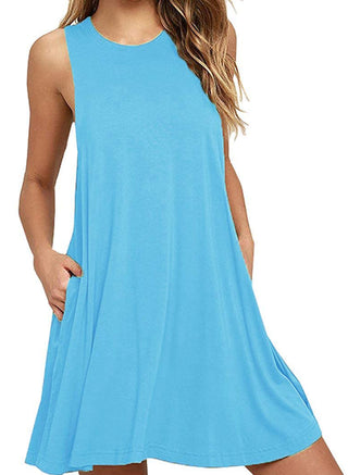 Shop Full Size Round Neck Sleeveless Dress with Pockets - High-Quality U.S. Made Women’s Fashion with Free Fast Shipping