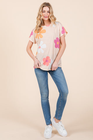 Shop BOMBOM Floral Short Sleeve T-Shirt - High-Quality U.S. Made Women’s Fashion with Free & Fast Shipping