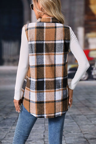 Shop Plaid Button Up Vest Coat - High-Quality U.S. Made Women’s Fashion with Free & Fast Shipping