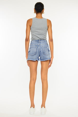 Shop Kancan Distressed Raw Hem Denim Shorts - High-Quality U.S. Made Women’s Fashion with Free & Fast Shipping