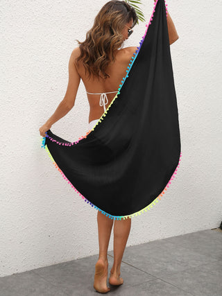 Shop Rainbow Pompom Trim Swim Skirt - High-Quality U.S. Made Women’s Fashion with Free & Fast Shipping