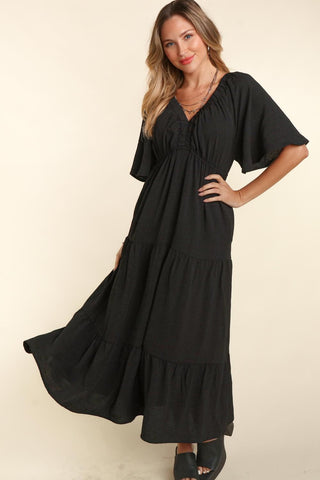 Shop Haptics Tiered Babydoll Maxi Dress with Side Pocket - High-Quality U.S. Made Women’s Fashion with Free & Fast Shipping