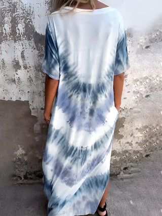 Shop Full Size Pocketed Tie-Dye Short Sleeve Dress - High-Quality U.S. Made Women’s Fashion with Free & Fast Shipping