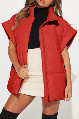 Shop Pocketed Zip Up Vest Coat - High-Quality U.S. Made Women’s Fashion with Free Fast Shipping