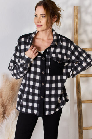 Shop Black Hailey & Co Full Size Plaid Button Up Jacket - High-Quality U.S. Made Women’s Fashion with Free & Fast Shipping