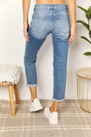 Shop Kancan Full Size Mid Rise Slim Boyfriend Jeans - High-Quality U.S. Made Women’s Fashion with Free & Fast Shipping