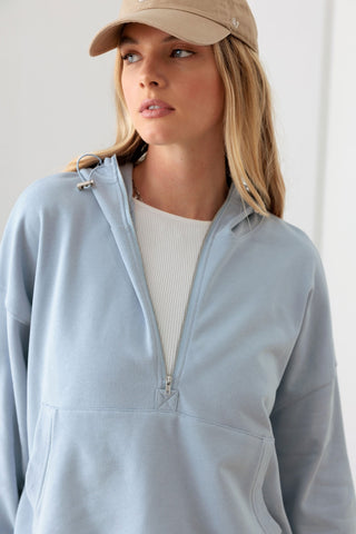 Shop Le Lis Half Zip Drawstring Mock Neck Hoodie - High-Quality U.S. Made Women’s Fashion with Free & Fast Shipping