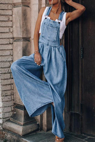 Shop Distressed Wide Leg Denim Overalls - High-Quality U.S. Made Women’s Fashion with Free & Fast Shipping