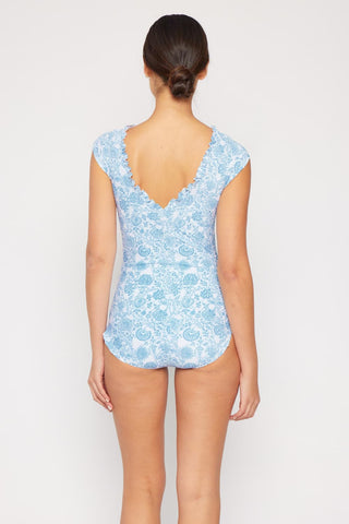 Shop Marina West Swim Bring Me Flowers V-Neck One Piece Swimsuit In Thistle Blue - High-Quality U.S. Made Women’s Fashion with Free Fast Shipping