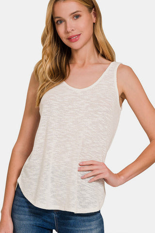 Shop Zenana Curved Hem Round Neck Tank - High-Quality U.S. Made Women’s Fashion with Free Fast Shipping