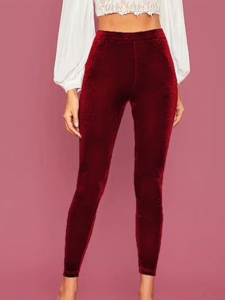 Shop Burgundy High Waist Skinny Pants - High-Quality U.S. Made Women’s Fashion with Free & Fast Shipping