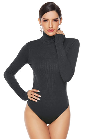 Shop Ribbed Turtleneck Long Sleeve Bodysuit - High-Quality U.S. Made Women’s Fashion with Free & Fast Shipping