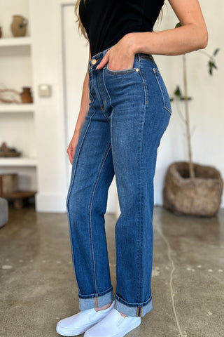 Shop Judy Blue Full Size High Waist Front Seam Detail Straight Jeans - High-Quality U.S. Made Women’s Fashion with Free & Fast Shipping