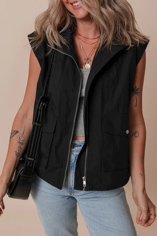 Shop Pocketed Zip Up Vest Coat - High-Quality U.S. Made Women’s Fashion with Free Fast Shipping