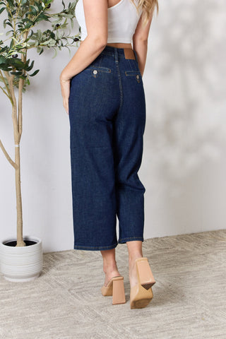 Shop Judy Blue Full Size High Waist Cropped Wide Leg Jeans - High-Quality U.S. Made Women’s Fashion with Free & Fast Shipping