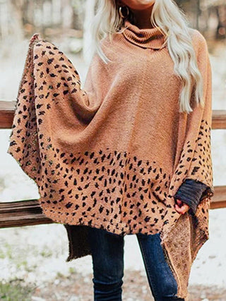 Shop Leopard Turtleneck Poncho - High-Quality U.S. Made Women’s Fashion with Free Fast Shipping