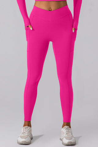 Shop Hot Pink High Waist Active Leggings with Pockets - High-Quality U.S. Made Women’s Fashion with Free & Fast Shipping