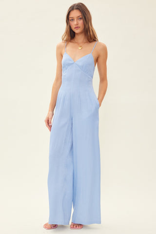 Shop Idem Ditto Drawstring Back Sleeveless Wide Leg Jumpsuit - High-Quality U.S. Made Women’s Fashion with Free & Fast Shipping