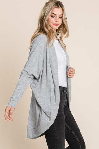 Shop BOMBOM Open Front Long Sleeve Cocoon Cardigan - High-Quality U.S. Made Women’s Fashion with Free & Fast Shipping