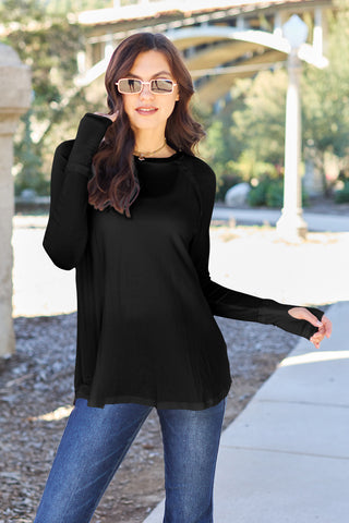 Shop Basic Bae Full Size Round Neck Long Sleeve T-Shirt - High-Quality U.S. Made Women’s Fashion with Free & Fast Shipping