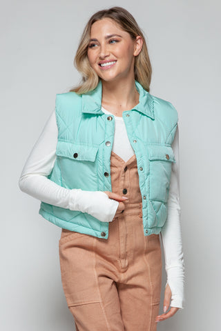 Shop Snobbish Snap Down Quilted Crop Vest - High-Quality U.S. Made Women’s Fashion with Free Fast Shipping