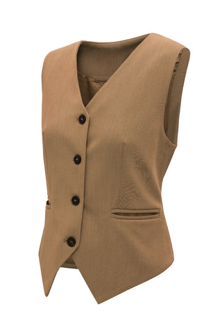 Shop Pocketed Button Up Vest - High-Quality U.S. Made Women’s Fashion with Free Fast Shipping