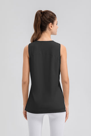 Shop Slit Round Neck Tank - High-Quality U.S. Made Women’s Fashion with Free & Fast Shipping