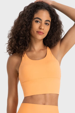 Shop Millennia Crisscross Back Ladder Detail Sports Bra - High-Quality U.S. Made Women’s Fashion with Free Fast Shipping