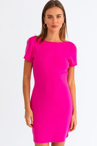 Shop Hot Pink Le Lis Short Sleeve Low Back Mini Dress - High-Quality U.S. Made Women’s Fashion with Free & Fast Shipping