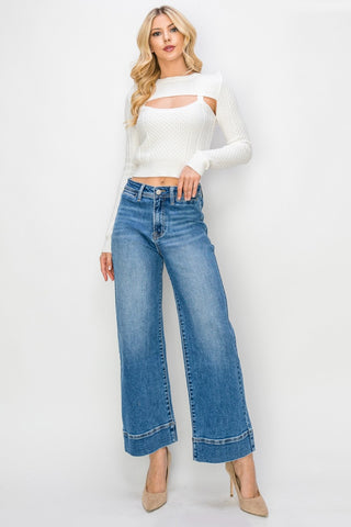 Shop RISEN Full Size High Rise Wide Leg Jeans - High-Quality U.S. Made Women’s Fashion with Free Fast Shipping