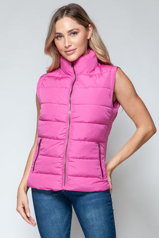 Shop Snobbish Zip Up Turtleneck Vest with Pockets - High-Quality U.S. Made Women’s Fashion with Free Fast Shipping