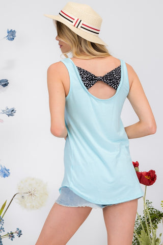 Shop Celeste Full Size Back Contrast Bow Tie Tank - High-Quality U.S. Made Women’s Fashion with Free & Fast Shipping