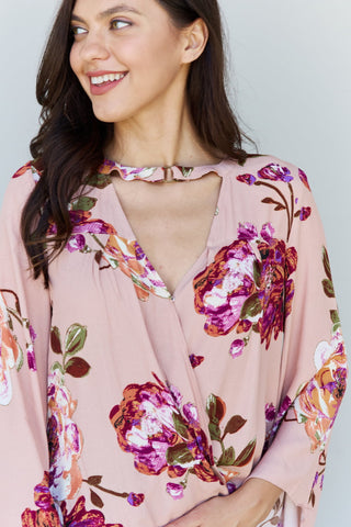 Shop ODDI Full Size Floral Bell Sleeve Crepe Top - High-Quality U.S. Made Women’s Fashion with Free & Fast Shipping