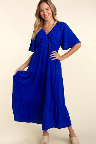 Shop Haptics Tiered Babydoll Maxi Dress with Side Pocket - High-Quality U.S. Made Women’s Fashion with Free & Fast Shipping