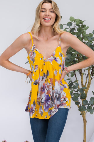 Shop Celeste Full Size Floral V-Neck Cami - High-Quality U.S. Made Women’s Fashion with Free & Fast Shipping